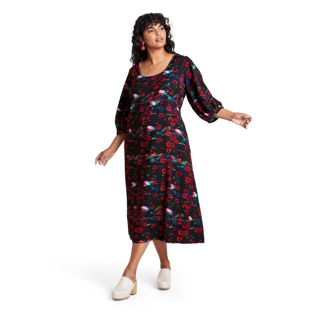 RACHEL COMEY X TARGET Floral Print Volume 3/4 Sleeve Dress
